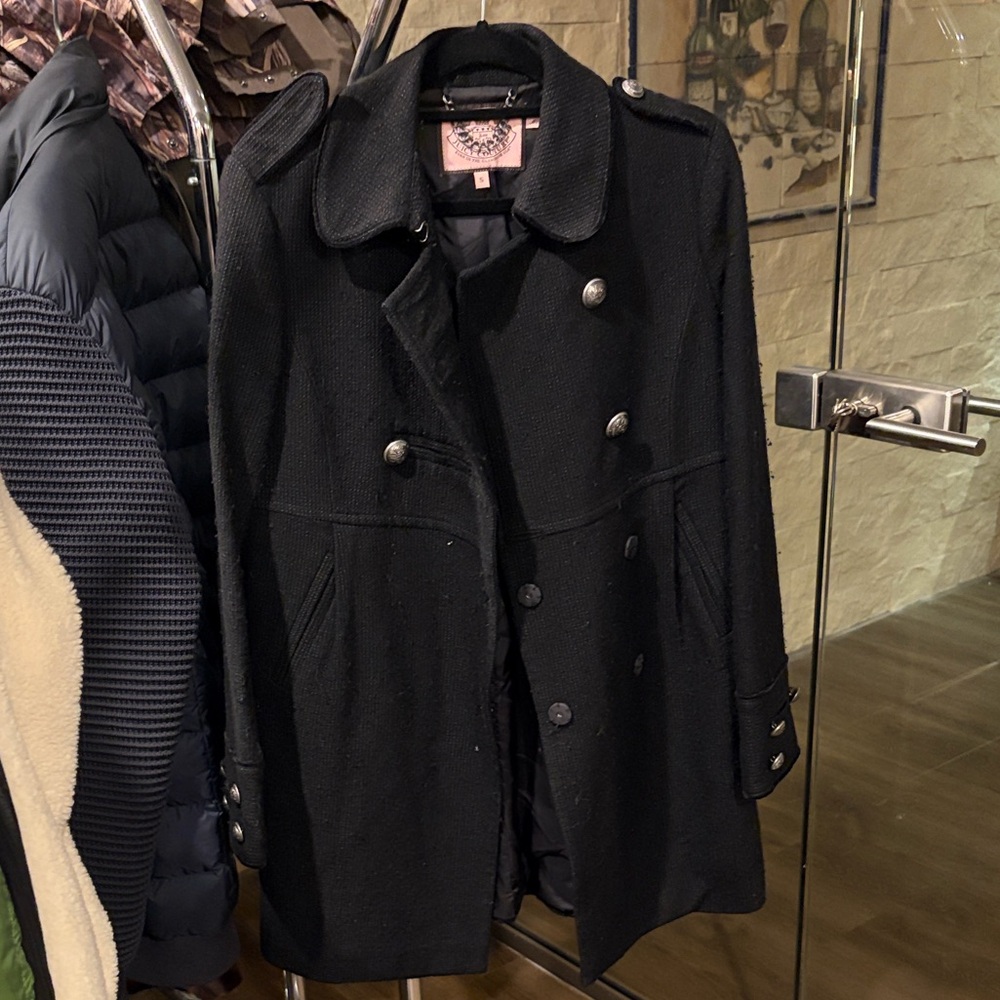 Juicy Couture Black Double-Breasted Pea Coat - Picture 5 of 5